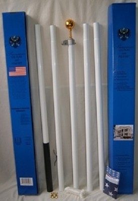 Commercial Grade WHITE STEEL Sectional 25 ft. Flagpole - HEAVY DUTY