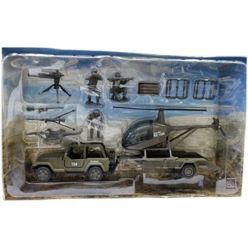 Newray Jeep Military Vehicle Helicopter Soldier Scene Set Model Toy 1:32 Rare - Picture 2 of 2