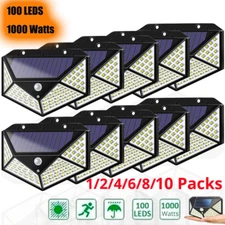 100 LED Solar Power Wall Light Outdoor PIR Motion Sensor Security Garden Lamp US