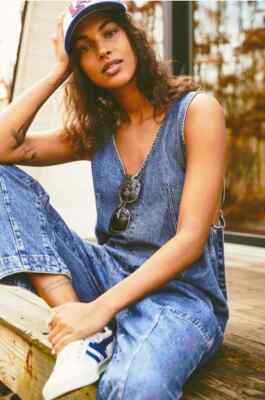 Free People We The Free High Roller Jumpsuit Blue romper Size XS