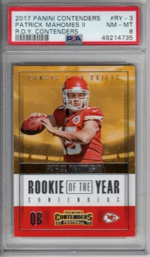 2017 Panini Contenders PATRICK MAHOMES ROY RC Rookie of The Year #RY-3 PSA 8