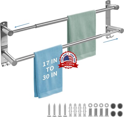 Toallero doble para baño toallero soporte para pared níquel cepillado resistente