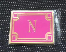 Pink Monogram N set of 6 Notecards Note Cards with Envelopes NEW H6