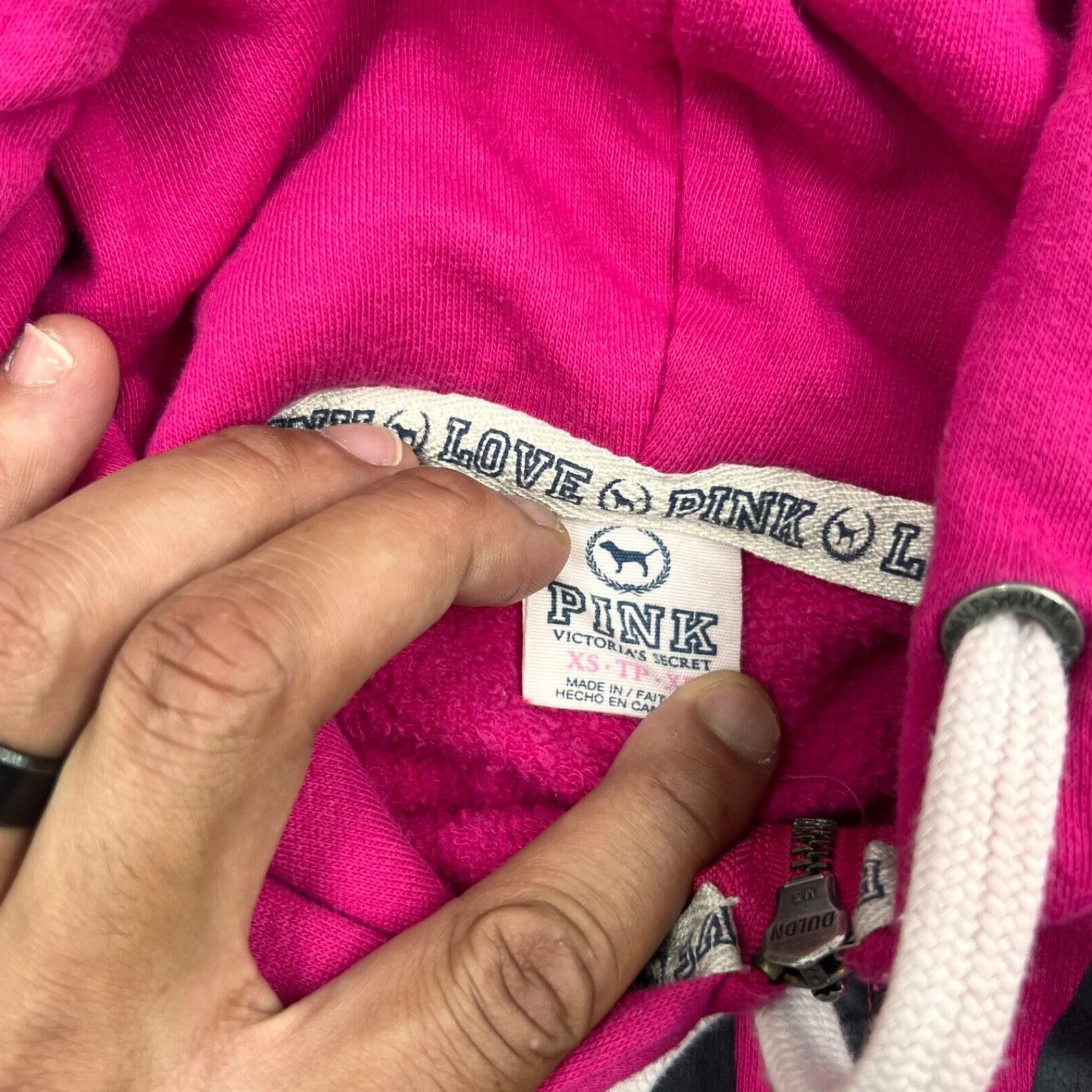 UNDERCOVER Felpa con cappuccio rosa Victorias Secret ROSA taglia XS cotone elasticizzato pile