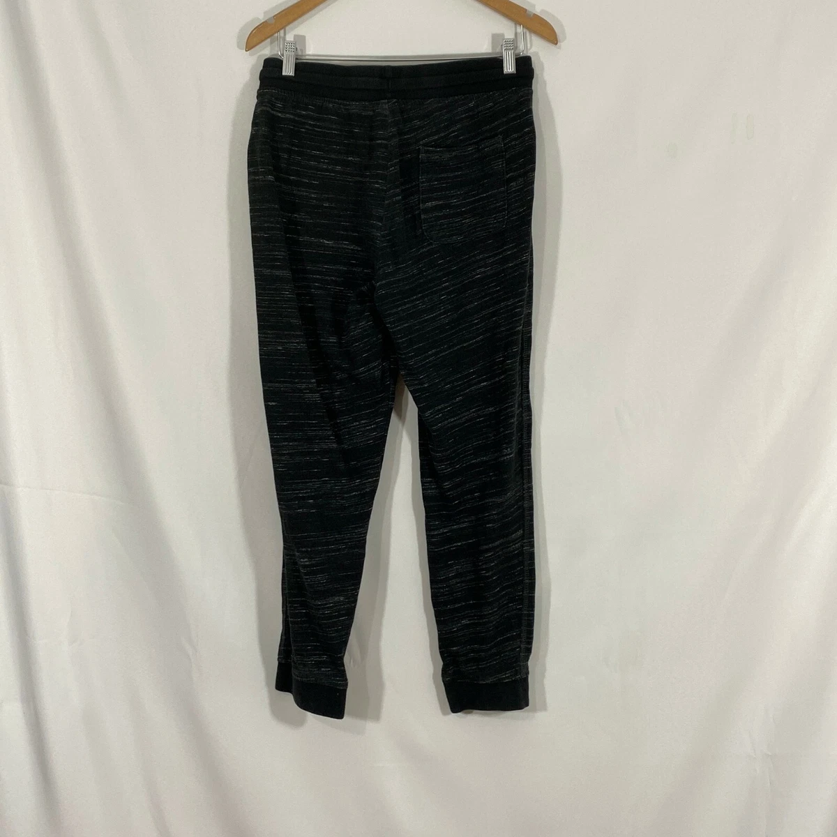 George Womens Black Cotton Blend Elastic Waist Drawstring Jogger Pants  M(32-34)