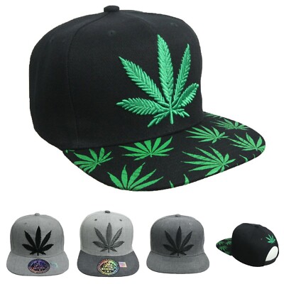 Weed Structured Cap Marijuana Cannabis Leaf Ganja Kush Snapback