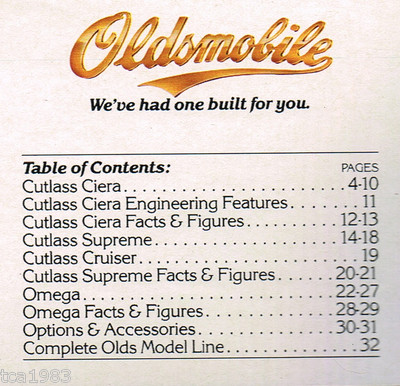 1982 OLDSMOBILE Brochure / Catalog: CUTLASS SUPREME,CRUISER,OMEGA