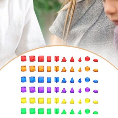 60x 3D Geometrische Formen Blöcke Lernspielzeug für Schulbedarf Grundschule