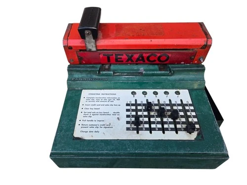 Vintage Texaco Gasoline Service Gas Station Credit Card Imprinter Sign Register