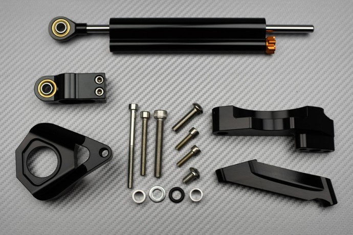 Amortisseur de direction alu noir rigide avec support pour Suzuki GSX-R 1000