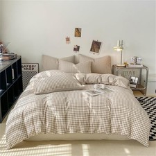 Gingham Duvet Cover Size Brown Tan Plaid Checkered King Brown Gingham