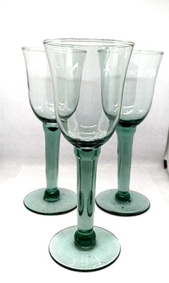 Vintage Tulip Wine Glasses (3), Smokey Gray, Thick Stems, 7-5/8'' tall, 3'' diam