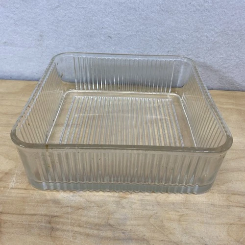 Federal Glass Refrigerator Dish Large Container Vintage 8.5" Square