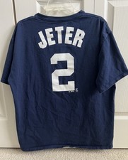 Derek Jeter New York Yankees MLB Majestic Jersey T Shirt Size Large