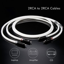 Pair OCC Copper Silver Plated HiFi Audio Cable RCA Plug Signal Interconnect Wire