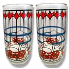 2 RARE & VINTAGE 70s PEPSI TIFFANY STAINED GLASS DRINKING GLASSE