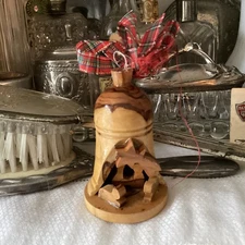 Vtg Bethlehem Olive Wood Manger Christmas Ornament Nativity Scene 3” tags