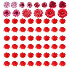 Mini Faux Flower Heads 60 PCS Red Small Artificial Silk Roses for Crafts
