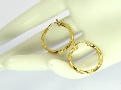 ♦♦ Creolen in 18 kt 18k 750 er Gelb Gold Ohrringe Ohrstecker Gedrehte Optik - Bild 1 von 4