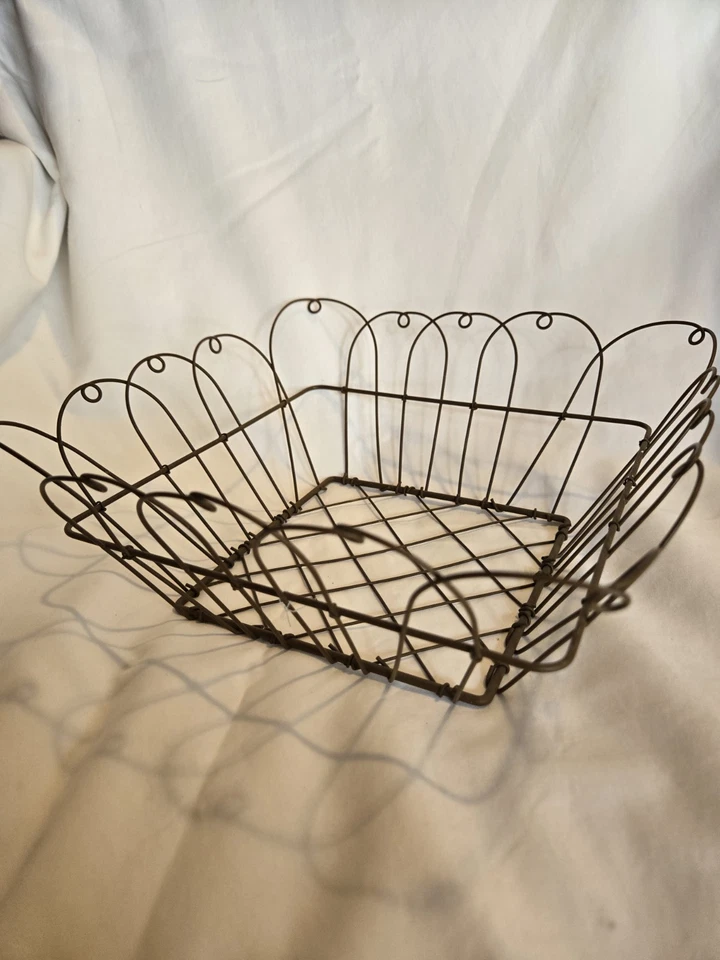 Vintage Wire Napkin Holder Pier 1 One Square 10" Egg Basket Kitchen Farmhouse  - Image 2 of 4