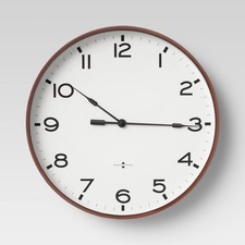 16" Thin Frame Wall Clock Red/Brown - Threshold: Elegant Indoor Timepiece Bold