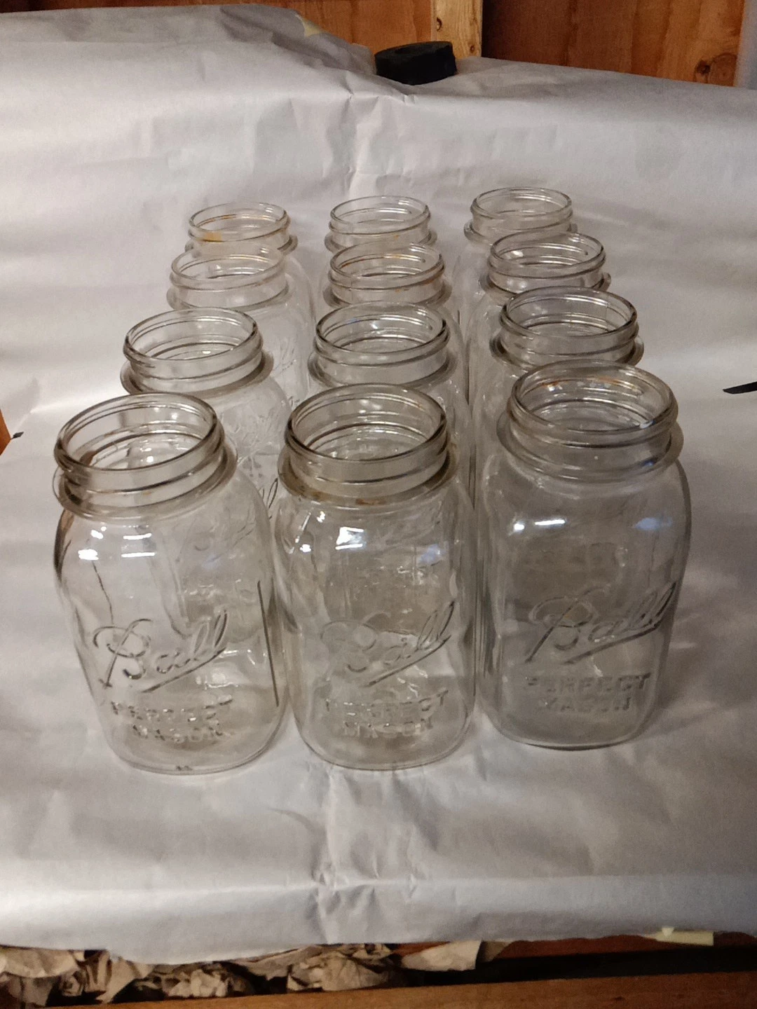 Lot Of 12 Square Ribbed Quart Ball Perfect Mason Jars