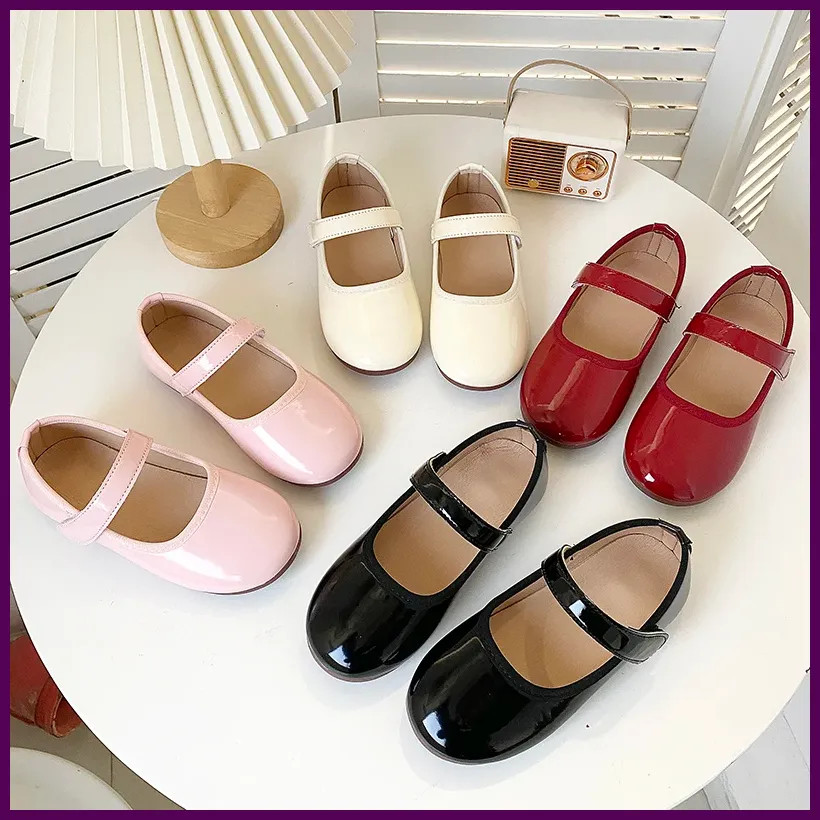 Zapatos infantiles de princesa, color liso, estilo sencillo, zapatos planos info