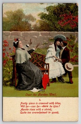 Over Garden Wall Auntie Shocked Kissing Couple Humorous Postcard