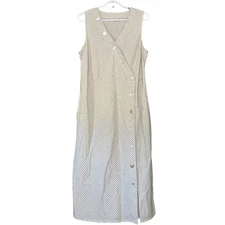 Soft Surroundings Button Front Maxi Dress Womens size Medium Hemp Cotton Cottage