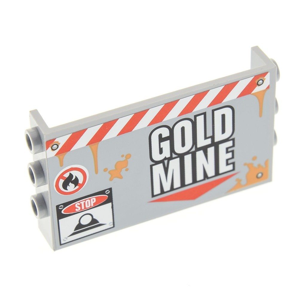 1x Lego Panels 1x6x3 New Light Gray Studs on Sides Gold Mine 4204 98280pb03