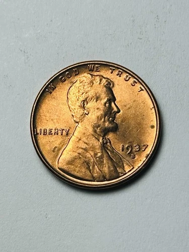 1937-S Lincoln Wheat Penny Cent ~ Gem BU (red)#10