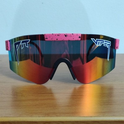 PIT VIPER Sunglasses Mirrored Pink Splash Sport Glasses Adjustable Frames