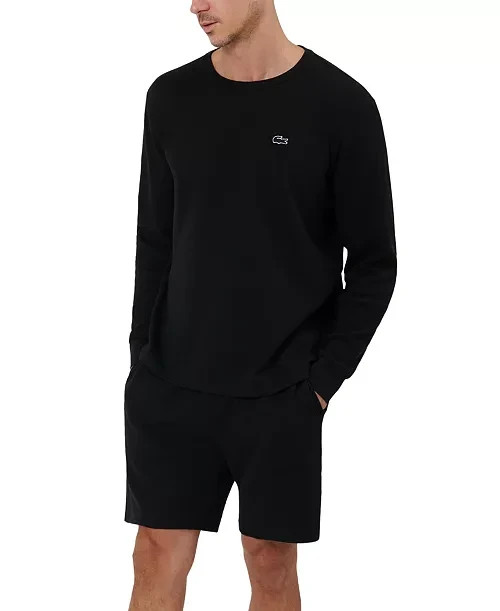 $55 Lacoste Men's Waffle Knit Thermal Sleep Shirt - Black - Medium-New With Tag thumbnail 2