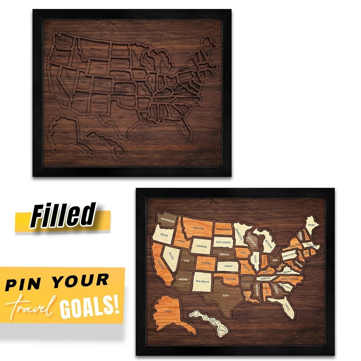 USA Travel Map, Wooden USA Map Puzzle, Perfect Wooden USA Wall Art