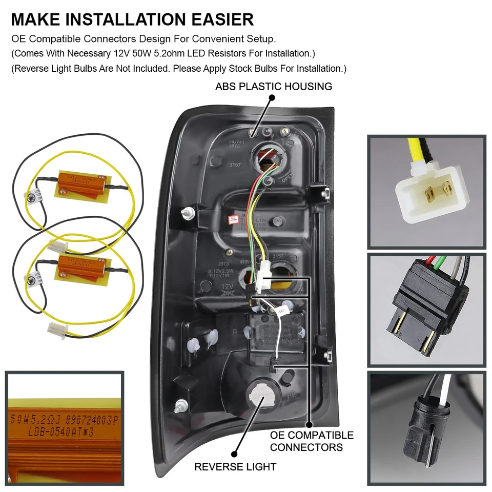Black Fits 2007-2013 GMC Sierra 1500 2500 3500 LED Bar Tail Lights Lamps Pair - Image 4 of 4