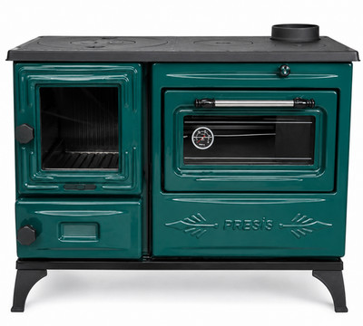 Enamel Wood Coal Burning Stove with Oven Cast Iron Top & Firebox Cooker Stove