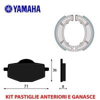 Satz BremsbelÄGe Vorne UND Bremsbacken Yamaha DT 125 (Italien) 1986 1987