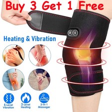 Heating Vibration Knee Joint Pad Brace Leg Therapy Electric Massager Pain Relief