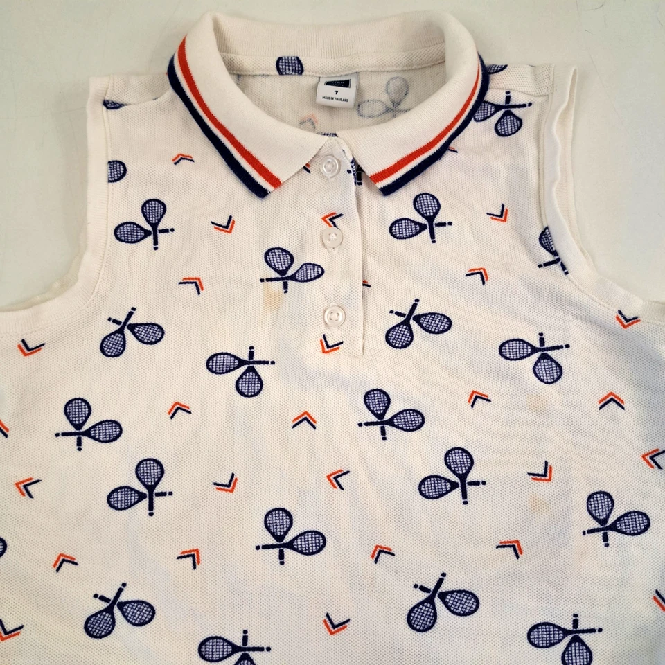 Vestido Tenis Janie and Jack Niñas 7 Sin Mangas Blanco Preppy Foto 2 de 4