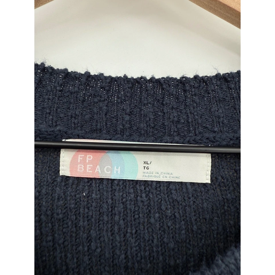 Suéter Free People Mameluco XL Azul Tejido FP Playa Boho Acogedor Suave Foto 2 de 4