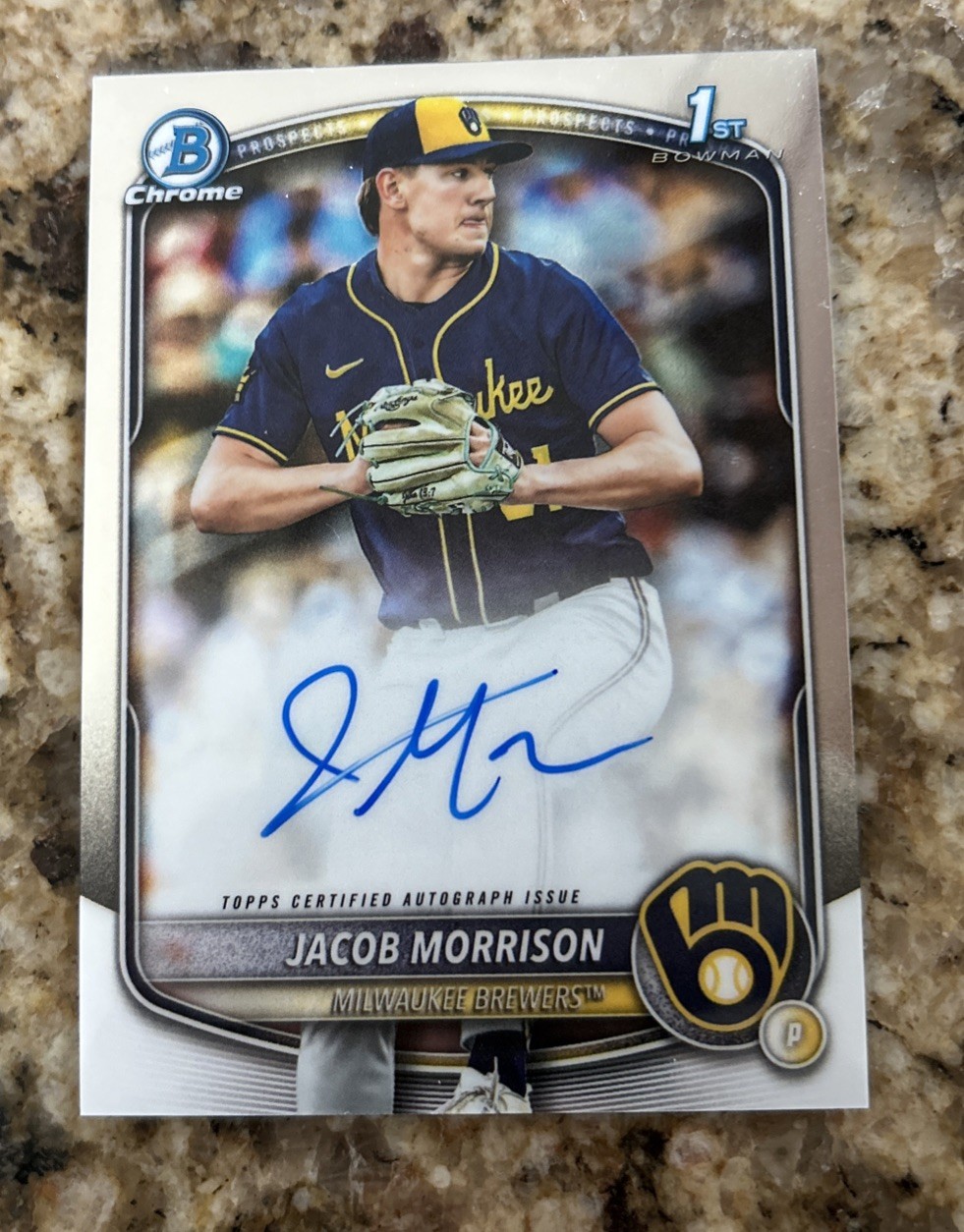 2025 Bowman Draft Auto #CPA-JMO Jacob Morrison Brewers 1st Bowman Chrome