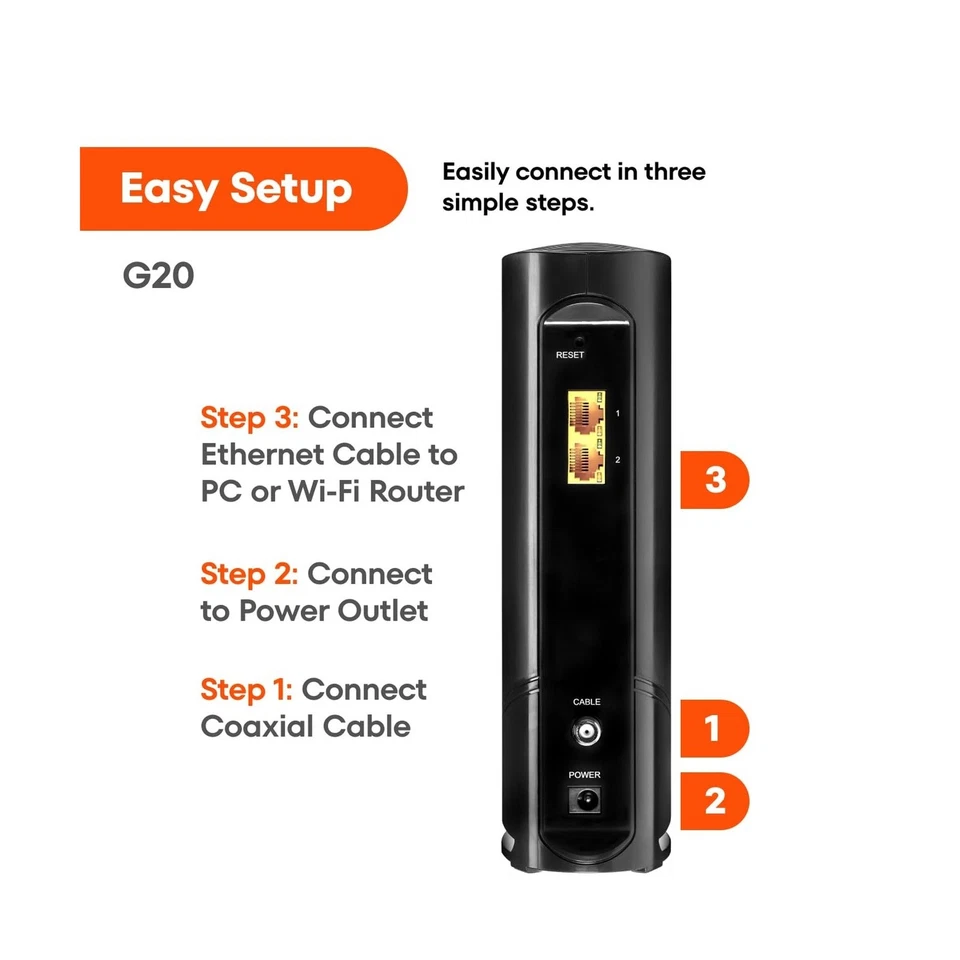 ARRIS SURFboard G20 DOCSIS 3.1 Wi-Fi 6 Cable Modem - 1.0 Gbps - Image 4 of 4