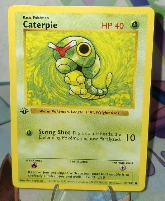 Pokémon TCG 1st Edition Shadowless Caterpie 45/102 NM/BETTER
