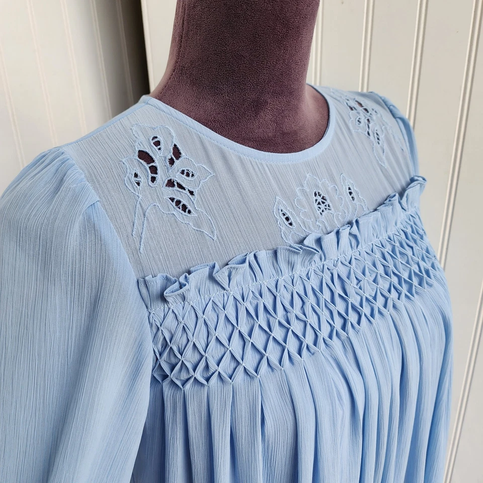 VESTIDO ZARA NIÑA NIÑOS AZUL MANGA LARGA VOLANTES ESCALONADOS Talla 13-14 Foto 4 de 4