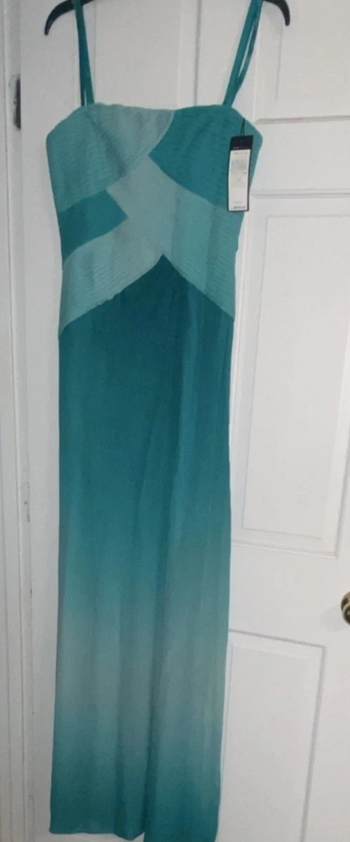 knee length dresses for ladies Color Block Maxi Tiered Dress Blue