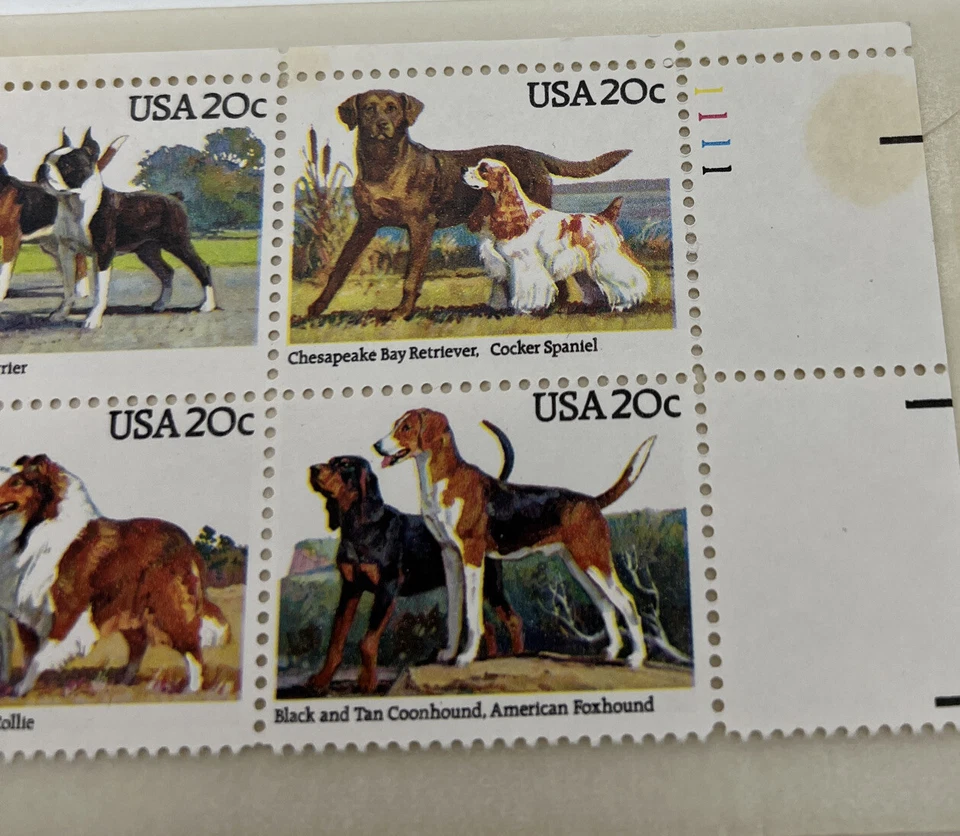 Plate Block of 4 stamps 20 cent-Dogs-1984 - MNH Collectors # 1111 LOOK! 👀💎 - Image 3 of 4
