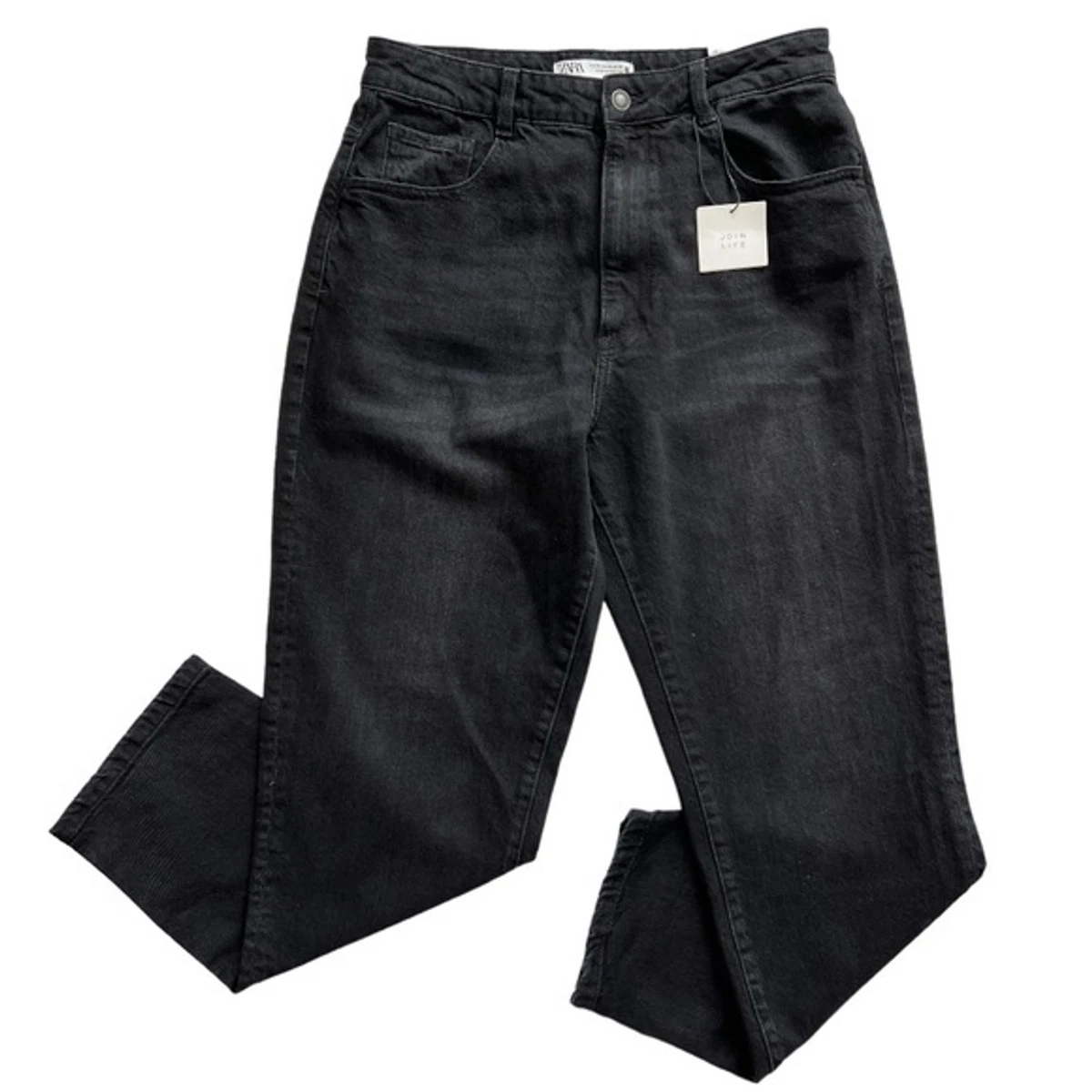 Zara Womens Jeans Mom Slim Fit Black Size 10 NWT High Waist