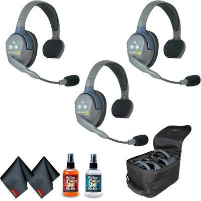Eartec UL3S UltraLITE 3-Person Headset System (USA) with 6Ave Heaphone and
