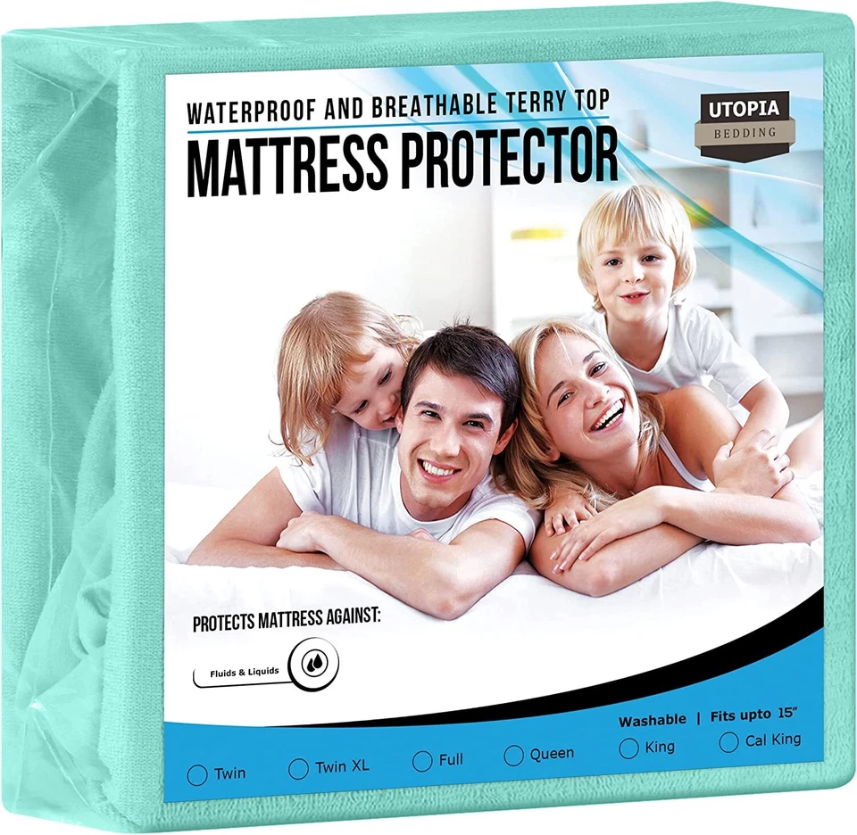 200 GSM Premium Waterproof Terry Mattress Protector Utopia Bedding - Image 2 of 4