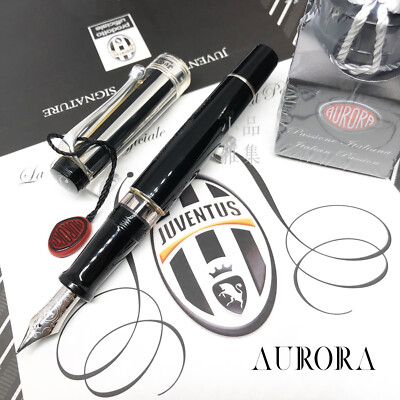 Aurora L.E 300 Exclusive Optima Juventus Sterling Silver Cap 14K Fountain Pen 